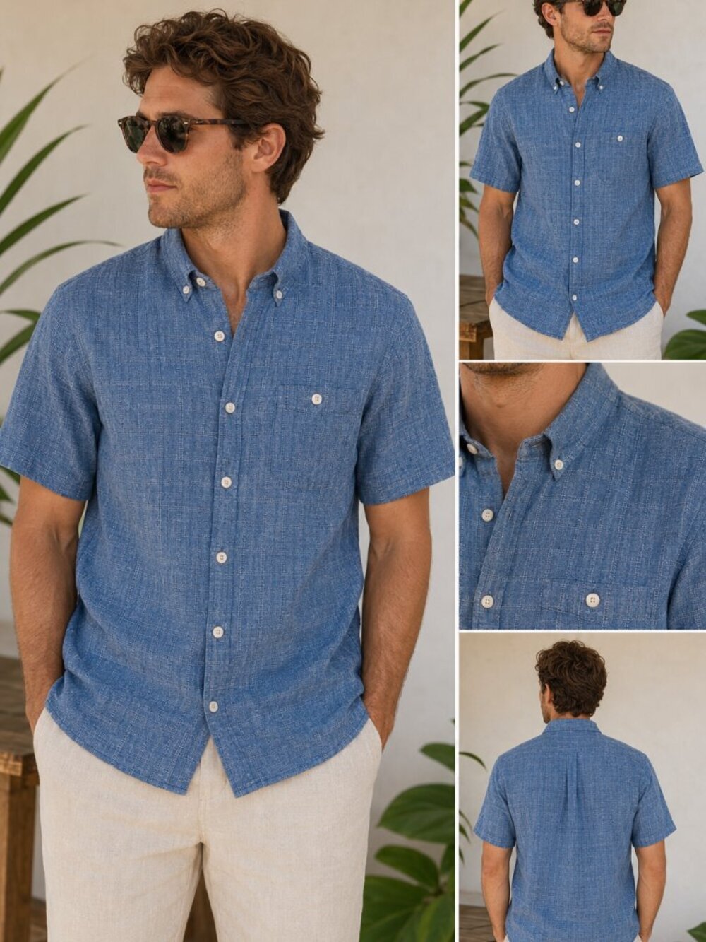Weatherproof Vintage Linen Blue Short Sleeve Button Up Shirt Size S - Picture 4 of 5